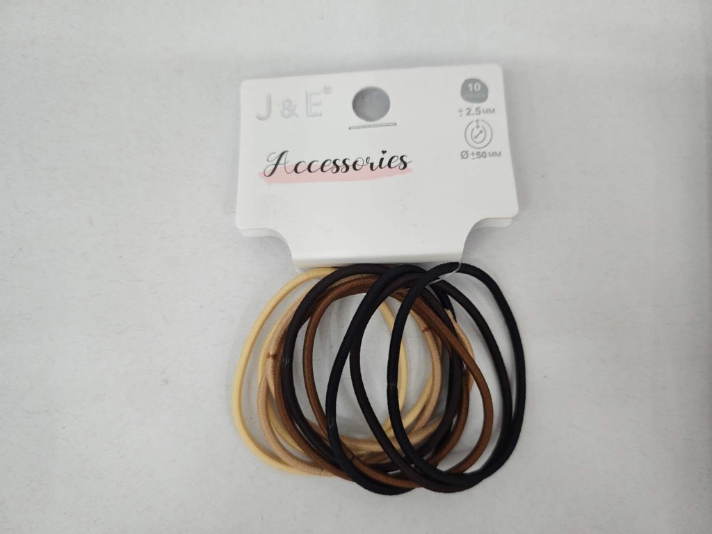 [12u/cx]Set de 10 gomas elásticas marrón té 0.25 cm