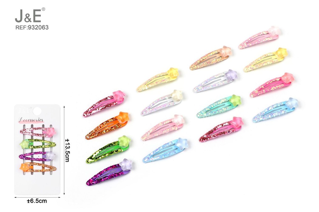 [12u/cx]Set de 4 Broches BB de 5cm - Diseño de estrella de gelatina en colores variados