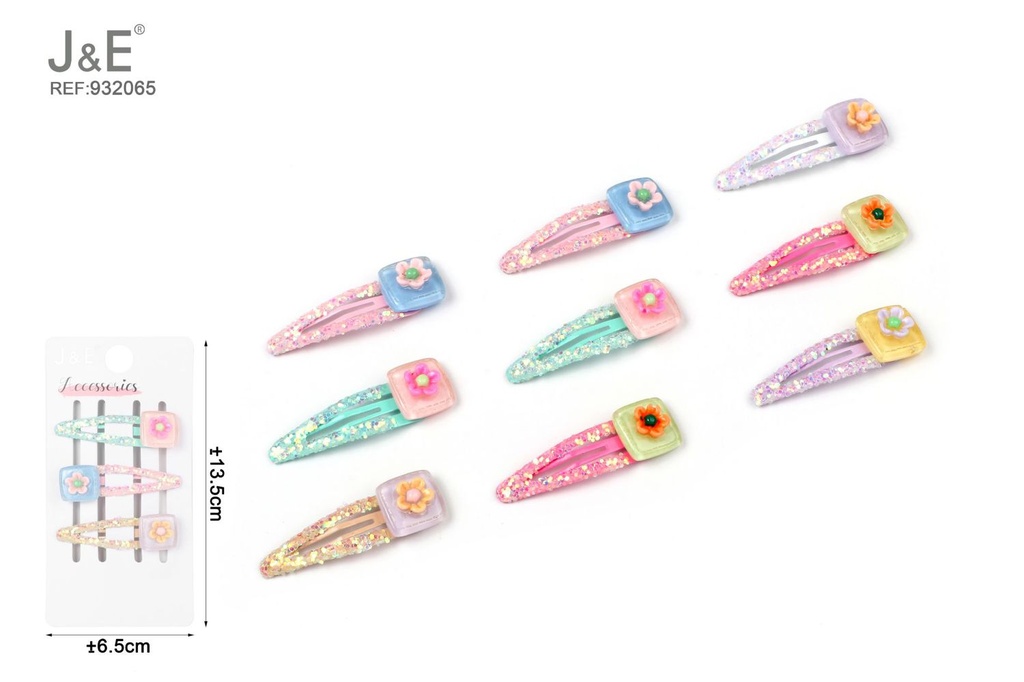 [12u/cx]Set de 3 Broches BB de 5cm - Diseño de flor en 3D en colores variados