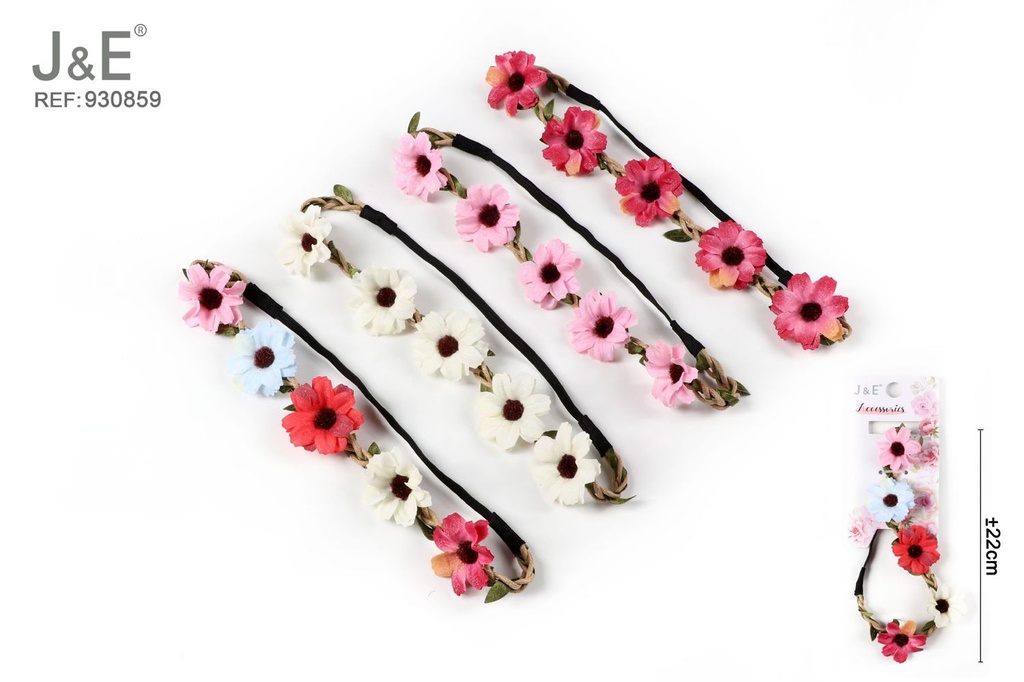 [12u/cx]Diadema con diseño de flor artificial