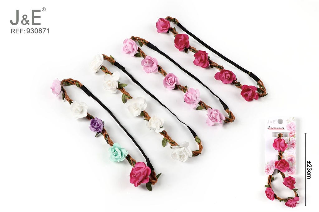 [12u/cx]Banda con flores de papel artificial