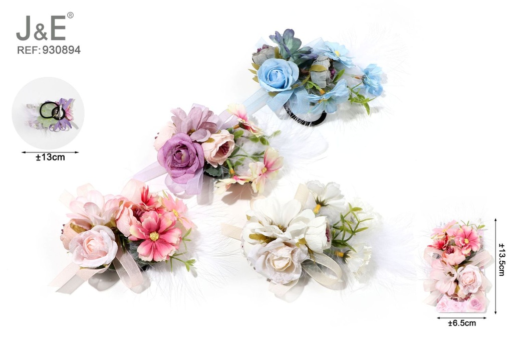 [12u/cx]Broche de tres usos con diseño de flor artificial, color primavera