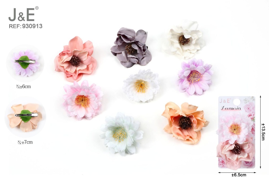 [12u/cx]Pinza de pico de pato con flores artificiales combinadas