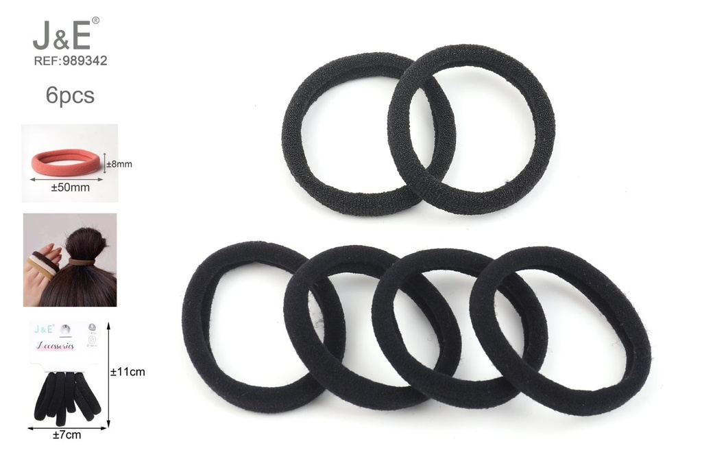 [24u/cx]Anillos de toalla delgados de Dupont (2 anillos decorativos + 4 Dupont anillos) 6 piezas negras mixtas