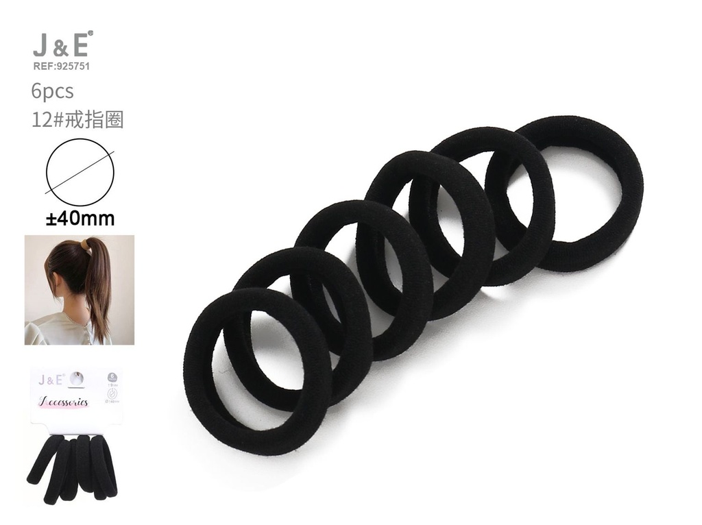 [24u/cx]Conjunto de 6 anillos negros modelo XH-40896 talla 12#