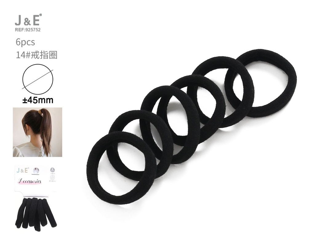 [24u/cx]Conjunto de 6 anillos negros modelo XH-40892 talla 14#