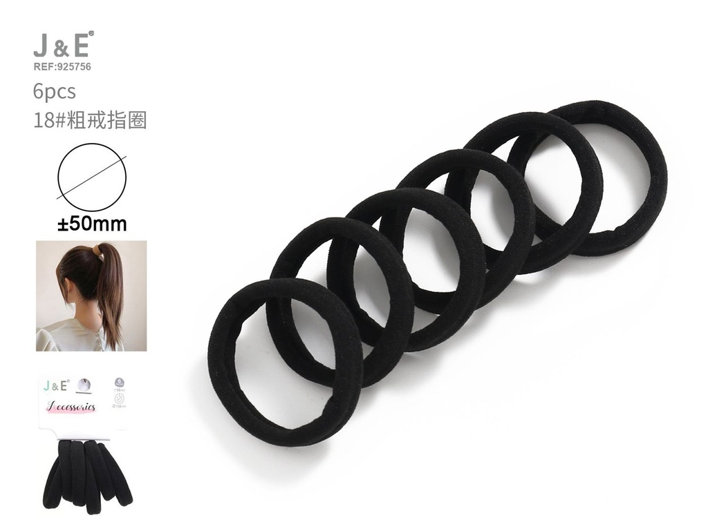 [24u/cx]Anillos decorativos gruesos 6 piezas en negro - Modelo XH-40888 18#