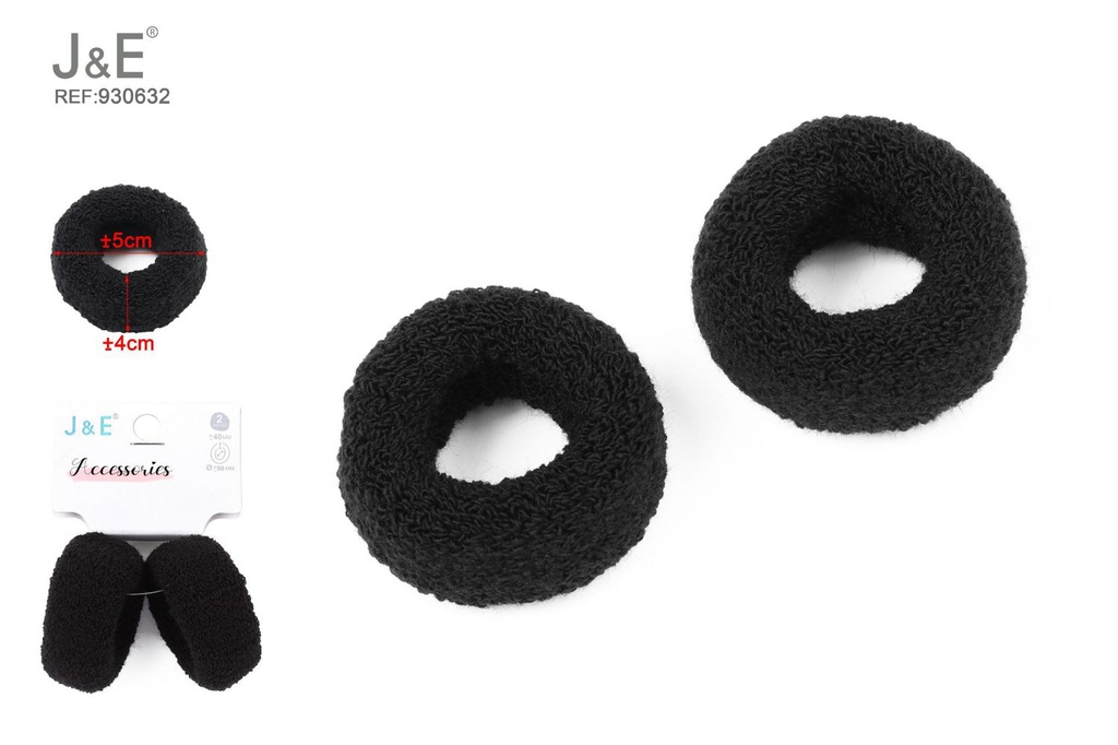 [12u/cx]Anillo de toalla pequeño color negro 2 piezas - Tamaño 50#
