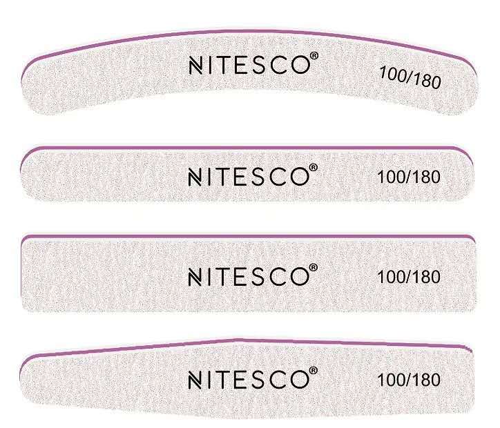 [25u/cx] Lixa de unha cinza-branca – Forma curva 1,6MM núcleo violeta, fundo de papel de lixa amarelo