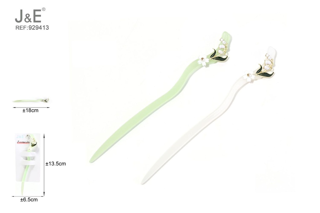 [12u/cx]Horquilla con diseño de flor de campanilla 17 cm