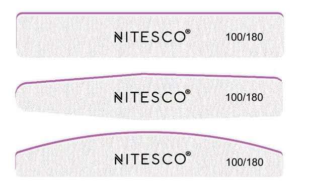 [25u/cx] Lixa de unha cinza-branca – Semicircular 1,6MM núcleo violeta, fundo de papel de lixa amarelo