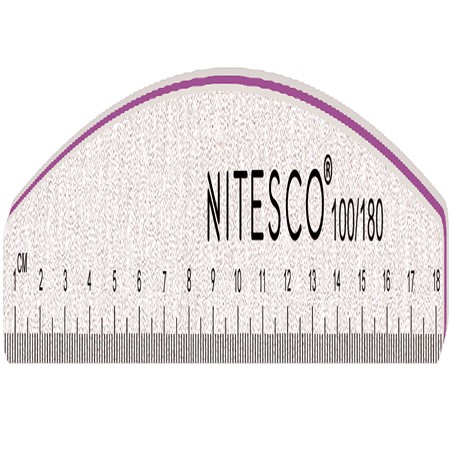 [25u/cx]Lima de uñas gris-blanca - Semi-circular 1.6MM núcleo violeta, fondo de papel de lija amarillo