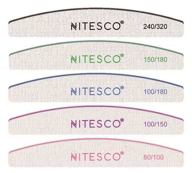 [50u/cx] Lixa de unha cinza-branca – Semicircular 1,6MM núcleo de madeira, fundo de papel de lixa amarelo