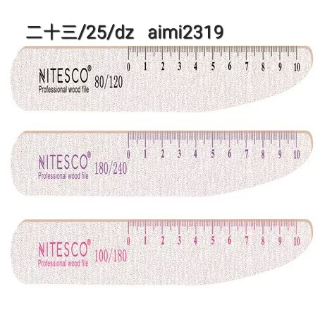 [50u/cx]Lima de uñas gris-blanca - Forma de cuchillo 1.6MM fondo de papel de lija amarillo, núcleo de madera
