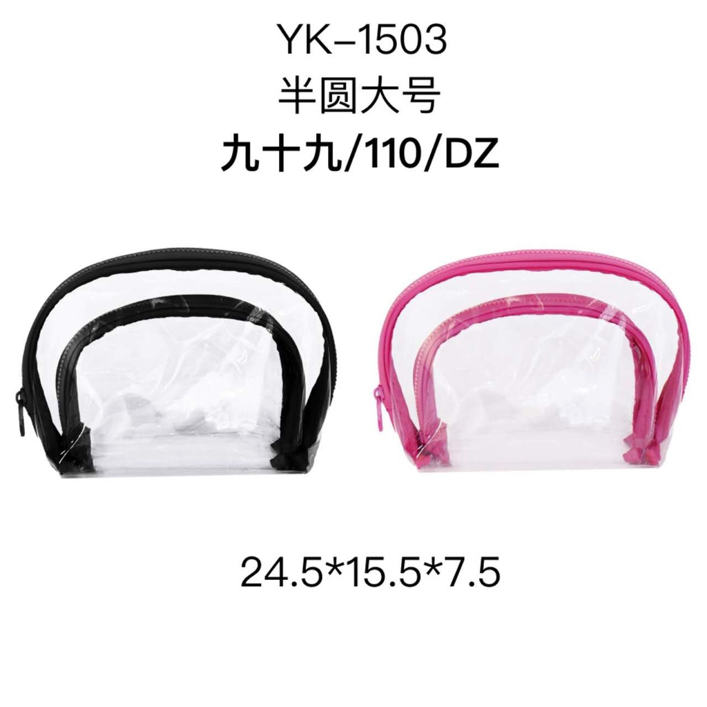 [12u/cx]Estuche semicircular grande de PVC transparente Negro