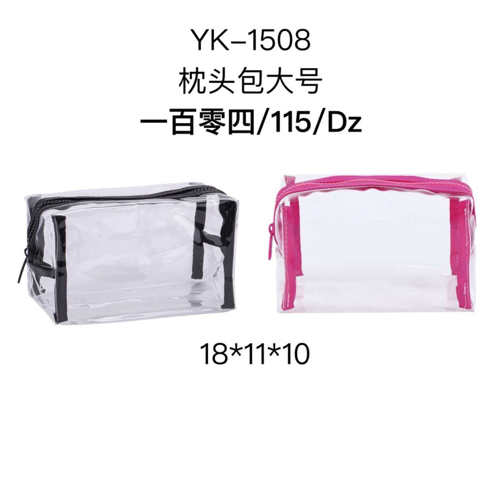 [12u/cx]Estuche rectangular grande de PVC transparente Negro