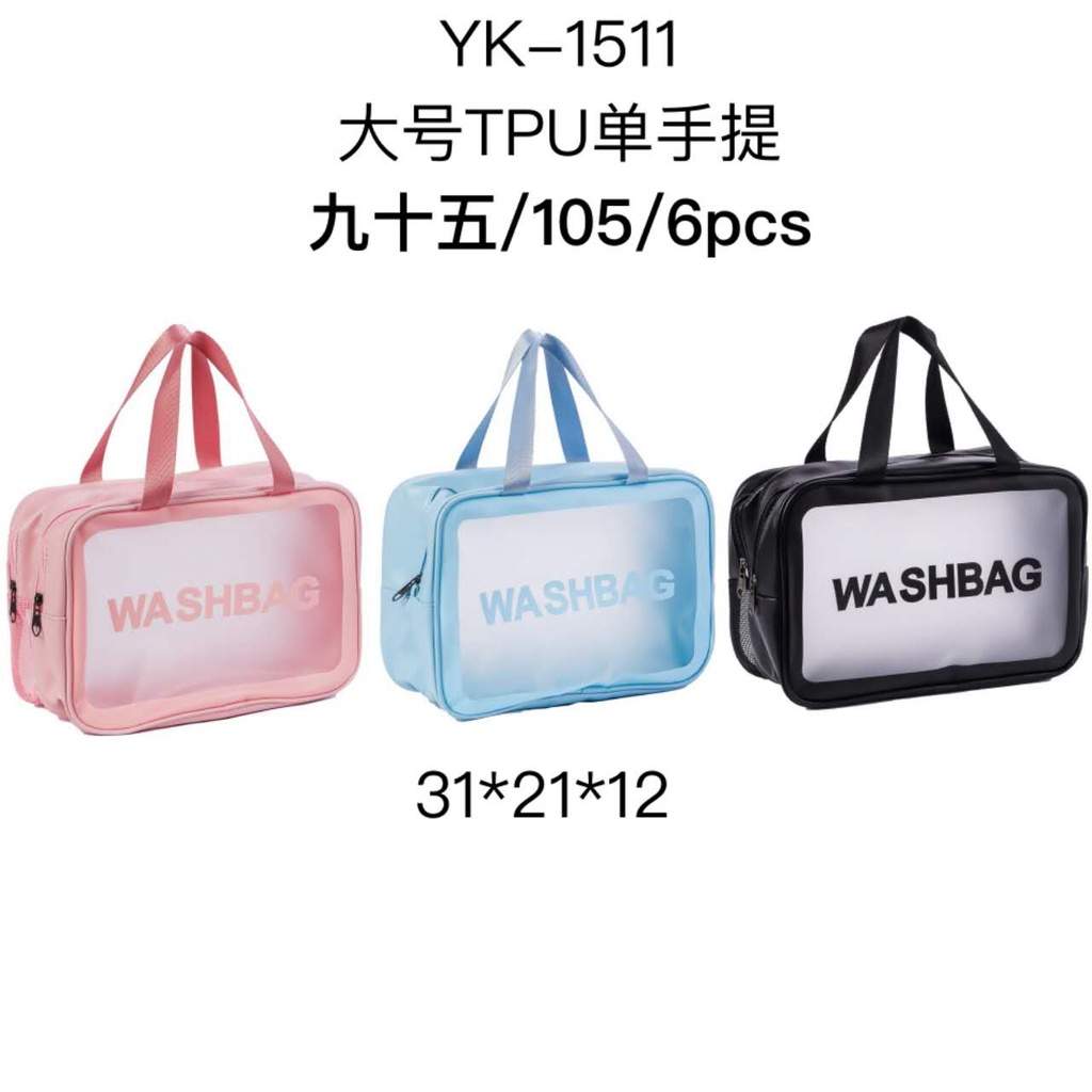 [6u/cx]Bolsa de maquillaje grande TPU con doble asa 31x21x12 cm