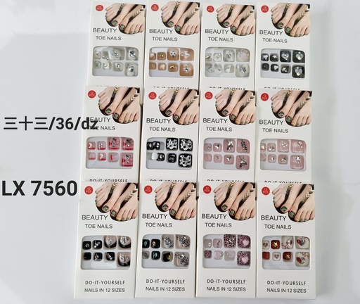 [12u/cx]Uñas postizas para pies con múltiples diamantes