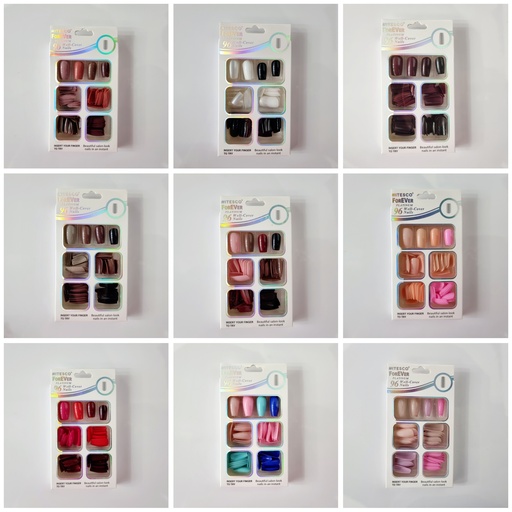 [12u/cx]Uñas postizas 96 piezas forma cuadrada