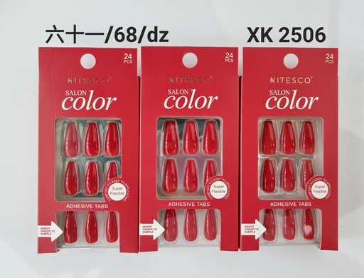 [12u/cx]Uñas postizas 24 piezas 0074 (Forma ballet medio) color sólido