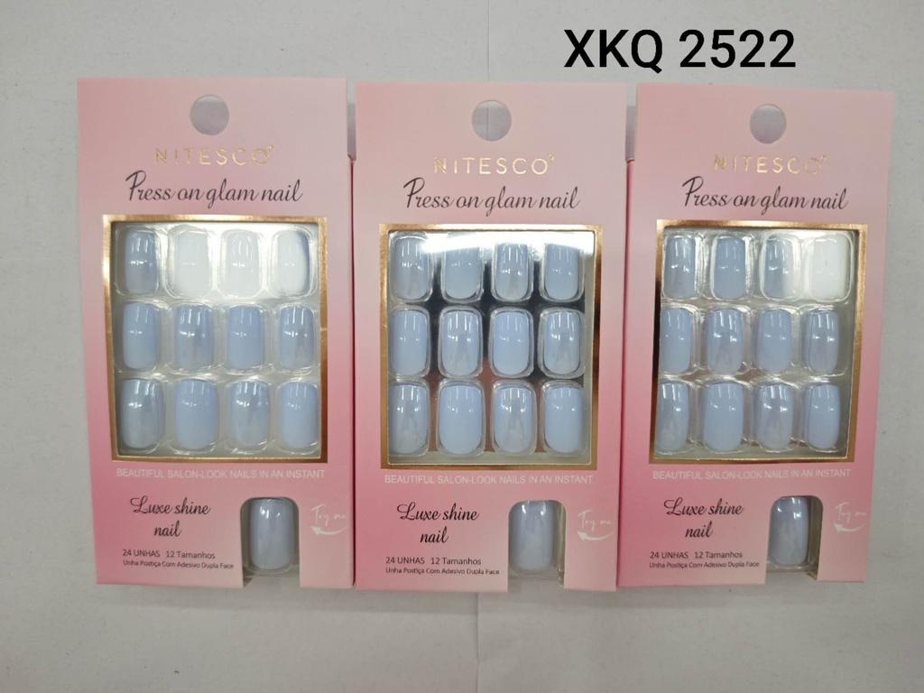 [12u/cx]Uñas postizas 24 piezas 0063 (Forma cuadrada) esmalte fosforescente
