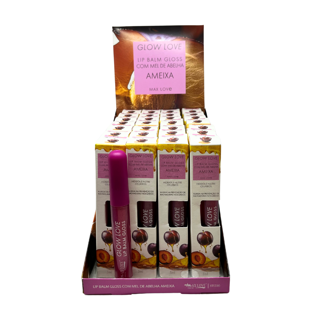 Lip Balm Gloss com Mel de Abelha Ameixa_Box COM 28 UNIDADES