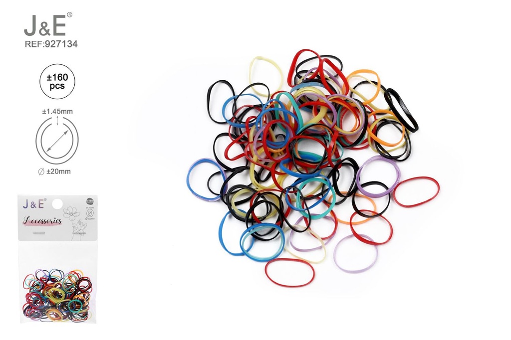 [24u/cx]Set de ligas finas pequeñas tonos oscuros multicolor ±160 piezas