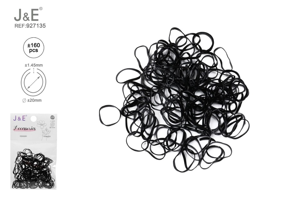 [24u/cx]Set de ligas finas pequeñas negras ±160 piezas