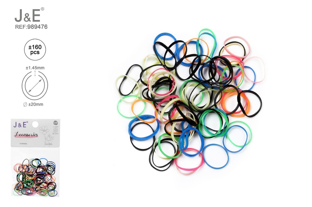 [24u/cx]Set de ligas finas pequeñas de color brillante multicolor ±160 piezas