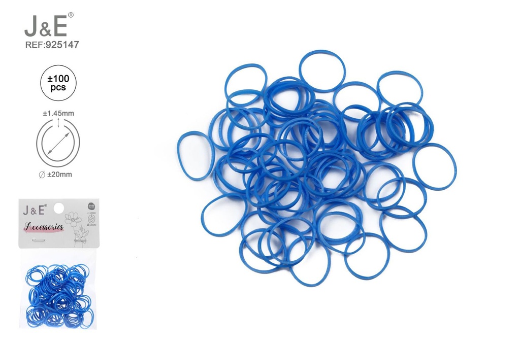 [24u/cx]Set de ligas pequeñas arcoíris azul real ±100 piezas