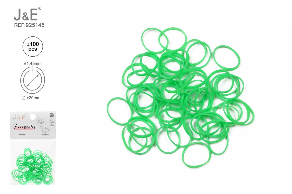 [24u/cx]Set de ligas pequeñas colores neón verde ±100 piezas