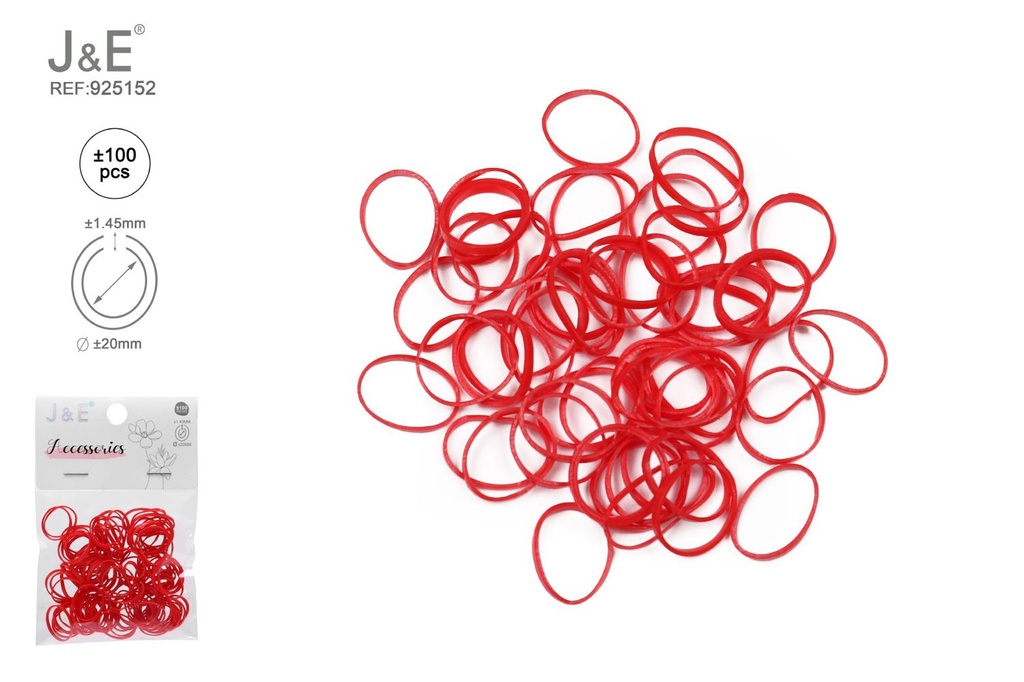 [24u/cx]Set de ligas pequeñas arcoíris rojo brillante ±100 piezas