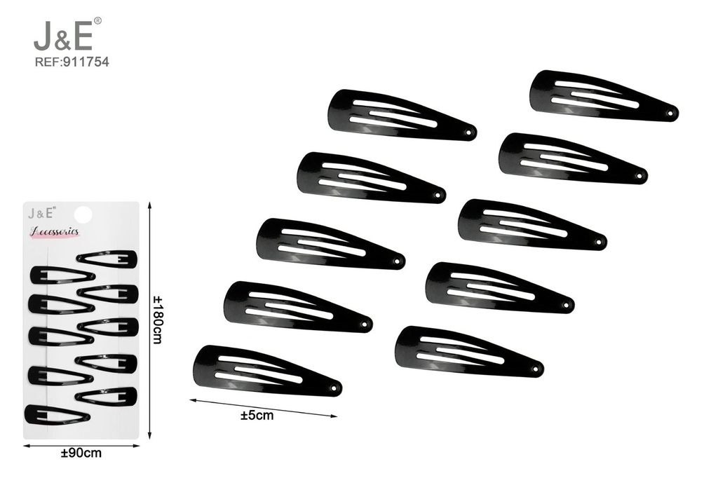 [12u/cx]Set de 10 pinzas BB negras 5 cm