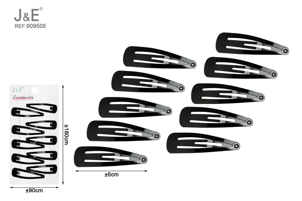 [12u/cx]Set de 10 pinzas de gota negras 6 cm