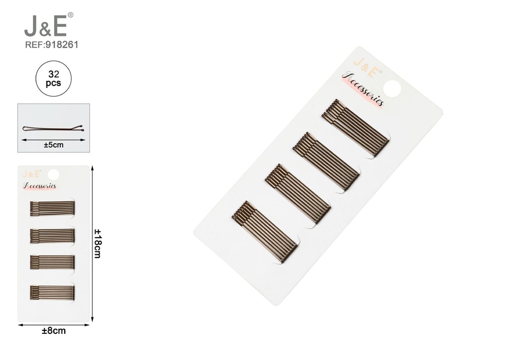 [24u/cx]Set de pinzas paralelas 5 cm color marrón 32 piezas