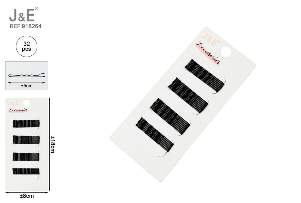 [24u/cx]Set de pinzas onduladas 5 cm negras 32 piezas