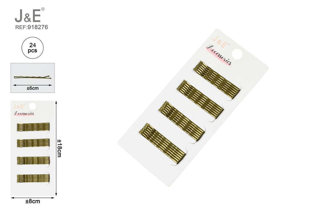 [24u/cx]Set de pinzas onduladas 6 cm doradas 24 piezas