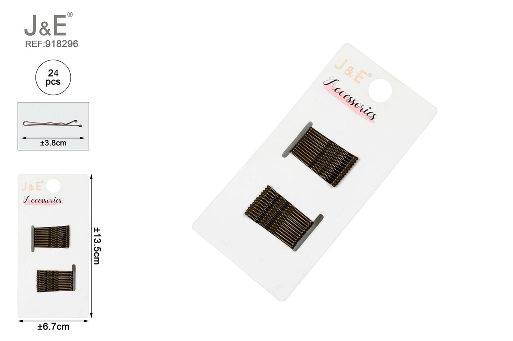 [24u/cx]Set de pinzas onduladas 3.8 cm color marrón claro 24 piezas