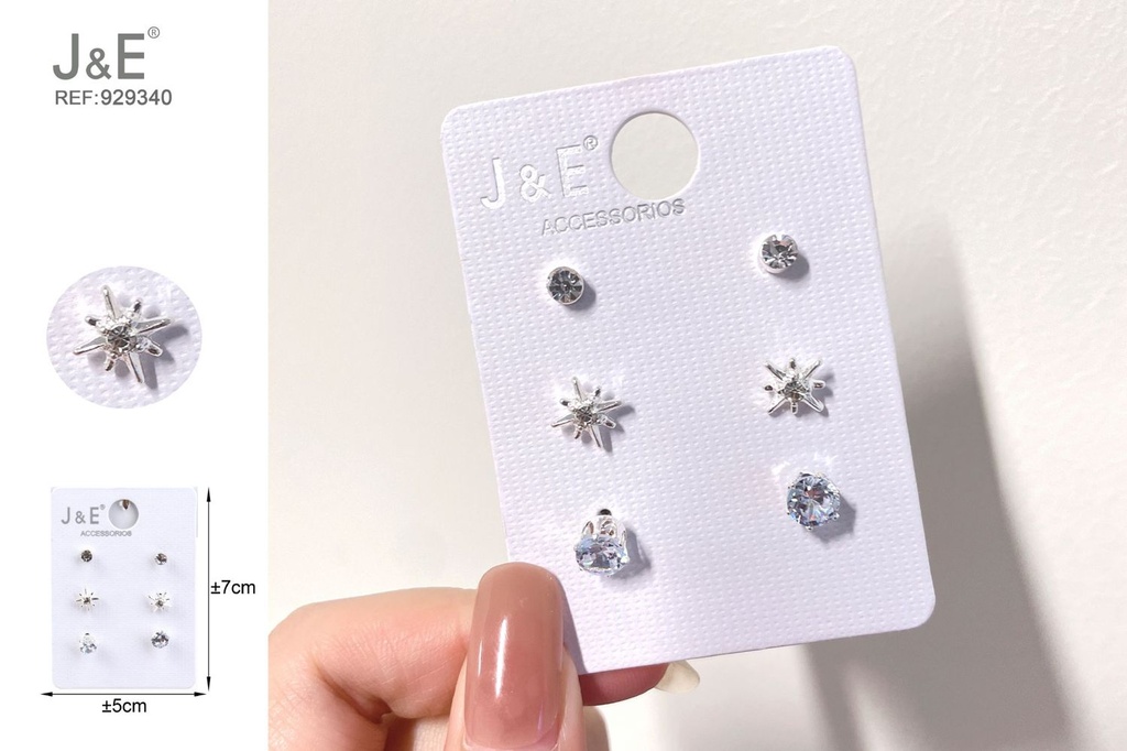 [6u/cx]Set de 3 pares de pendientes de botón