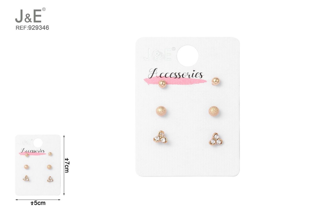 [6u/cx]Set de 3 pares de pendientes de botón