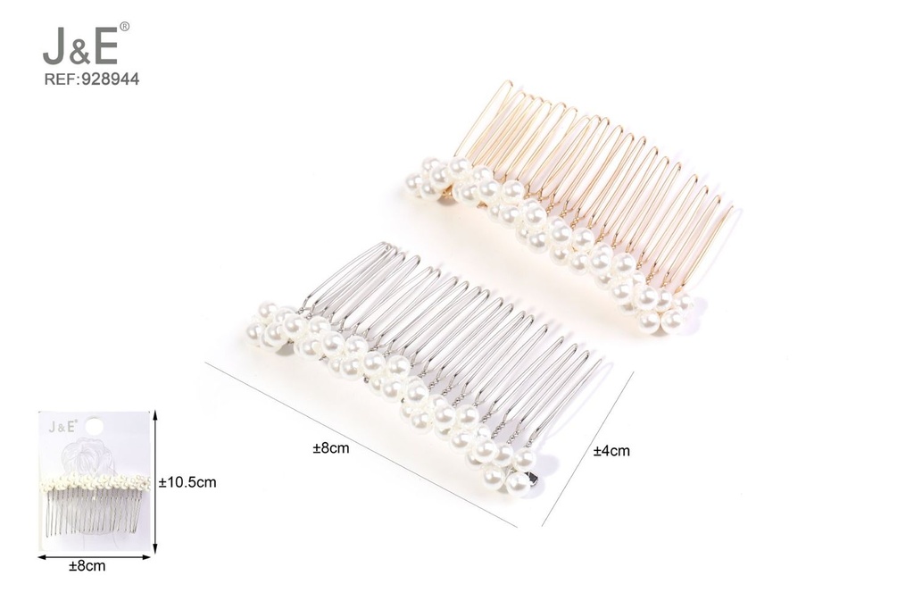 [12u/cx]Peine de múltiples dientes con perlas para el cabello