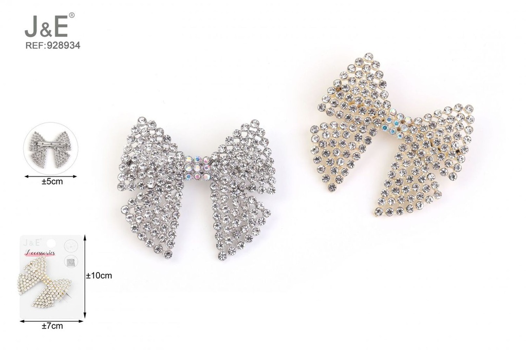 [12u/cx]Broche pequeño de lazo con diamantes completos, 4-5 cm