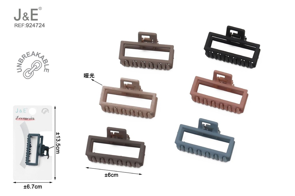 [12u/cx]Pinza de garra de 6.0cm - Esmalte elástico en 6 colores oscuros, modelo 6259