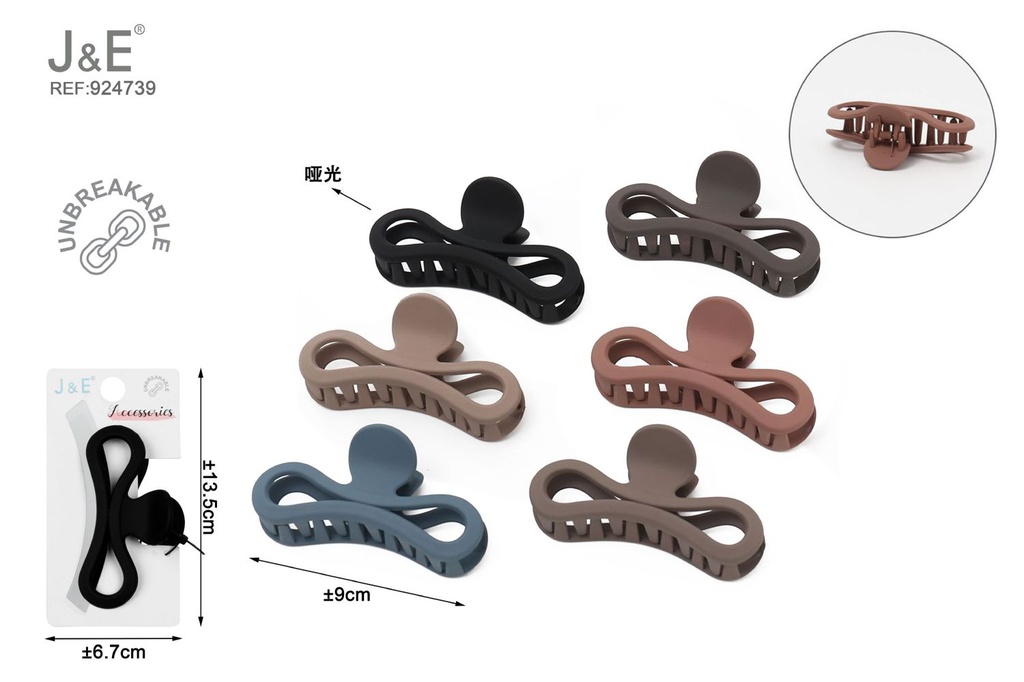 [12u/cx]Pinza de garra de 9.0cm modelo 6305 - Esmalte elástico en 6 colores oscuros