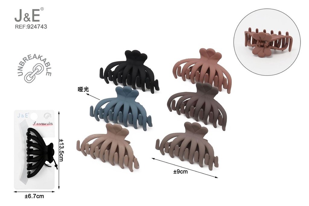 [12u/cx]Pinza de garra de 9.0cm modelo 6203 - Esmalte elástico en 6 colores oscuros
