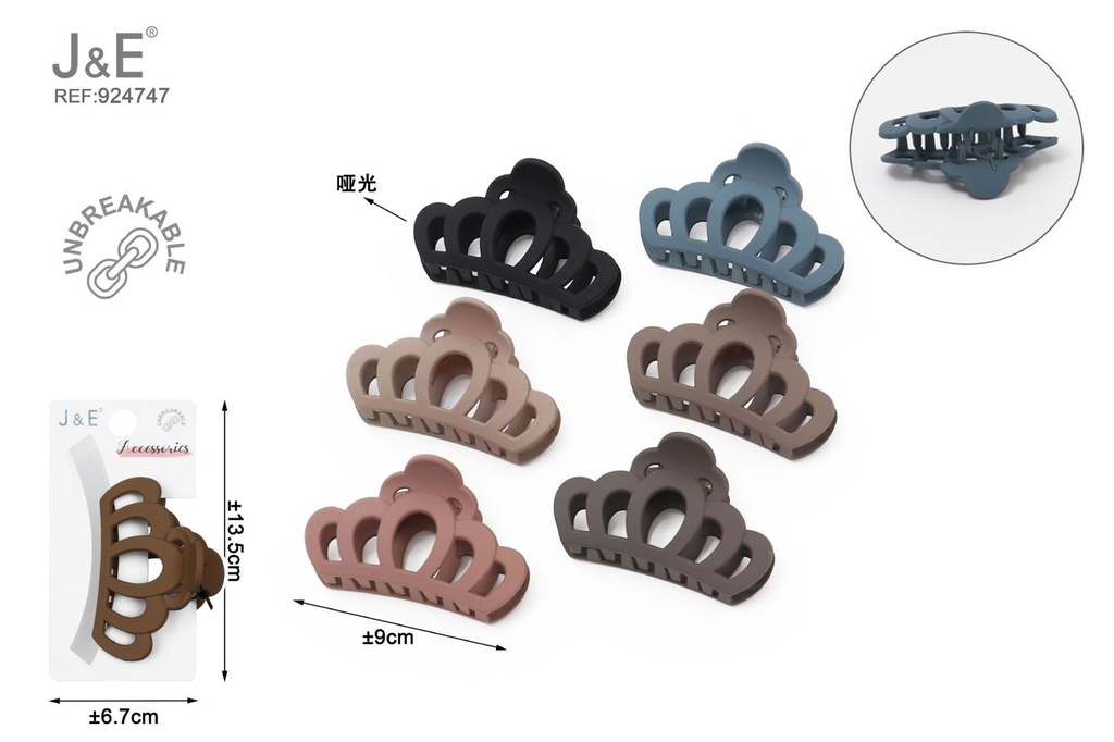 [12u/cx]Pinza de garra de 9.0cm modelo 6304 - Esmalte elástico en 6 colores oscuros