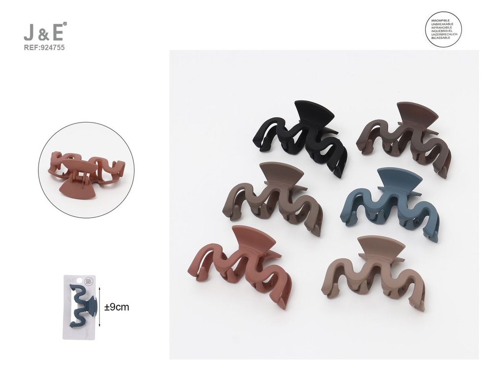 [12u/cx]Pinza de garra de 9.0cm modelo 6293 - Esmalte elástico en 6 colores oscuros