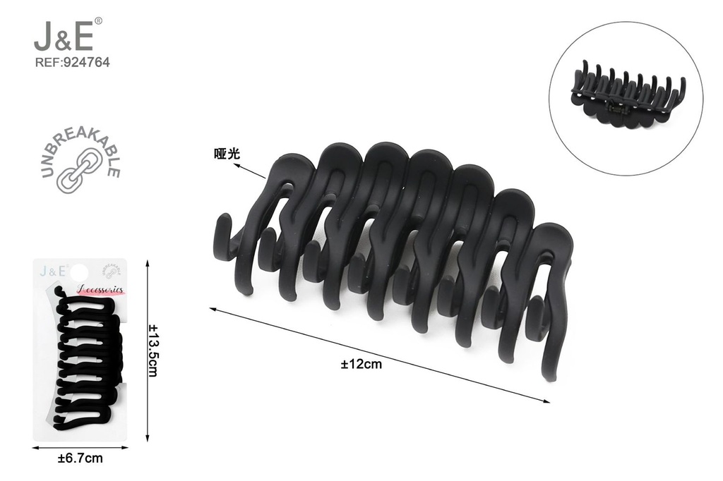 [12u/cx]Pinza 12.0 cm lacada elástica negra