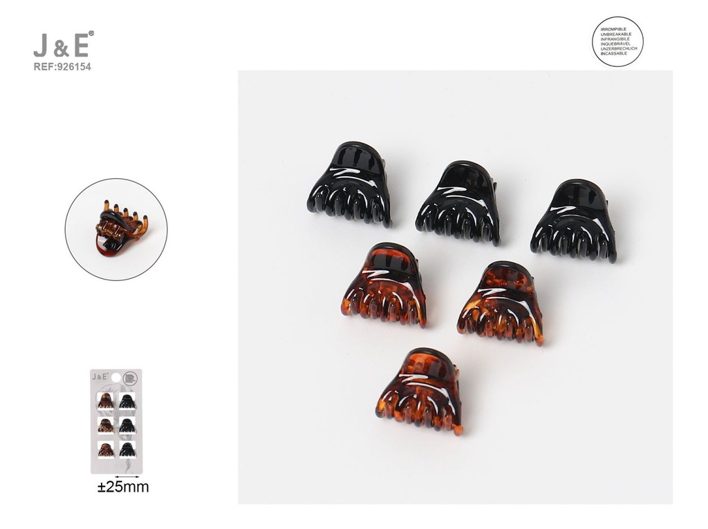 [12u/cx]Set de 6 mini pinzas de garra de 2cm, modelo 6229