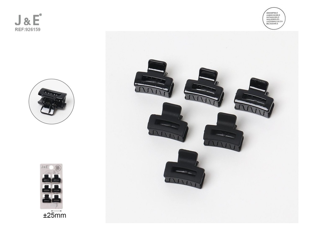 [12u/cx]Set de 6 mini pinzas de garra de 2.5cm, modelo 6341